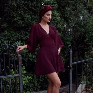 La Femme en Noir Burgundy Tap Shorts Medium Goth Retro Pre-owned ✨